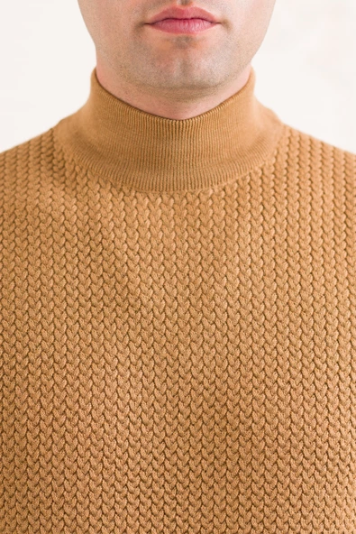 SAN&FA ÖRGÜ DESEN YARIM BALIKCI REGULAR FİT ERKEK TRİKO KAZAK - Resim 5