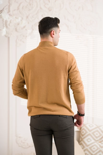 SAN&FA ÖRGÜ DESEN YARIM BALIKCI REGULAR FİT ERKEK TRİKO KAZAK - Resim 6