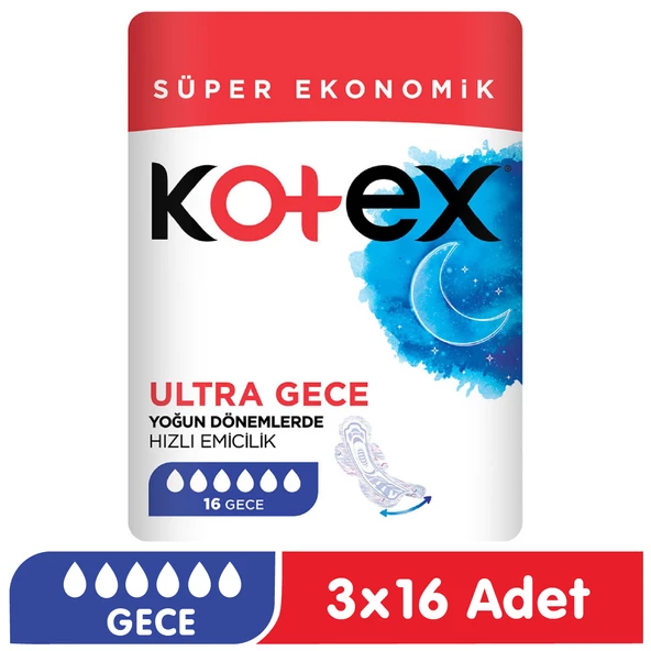 Kotex Ultra Gece Ped 16x3 48 Adet