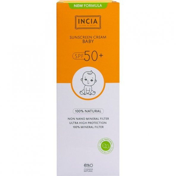 Incia Güneş Kremi Bebek Yüz ve Vücut için %100 Doğal 50 Spf 100 ml