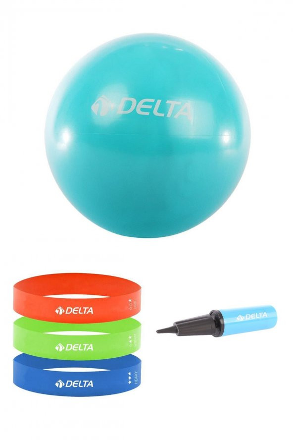 Delta 85 cm Pilates Topu 3lü Squat Bandı Egzersiz Direnç Lastiği Pilates Topu Pompası 5li Set
