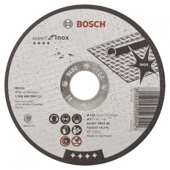 Bosch 125x2.0 mm Expert For Inox Düz Kesici Disk - 2608600094