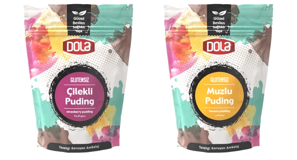 Dola Glutensiz Çilekli Ve Muzlu Puding 2'li Set 100 gr X 2 Adet