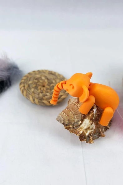 3D Hareketli Oyuncak Fil & Dekor - Turuncu - Resim 7