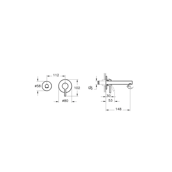 VitrA Origin Ankastre Lavabo Bataryası İki Rozetli  Fırçalı Nikel (Sıva Üstü Grubu) A4258134 - 3
