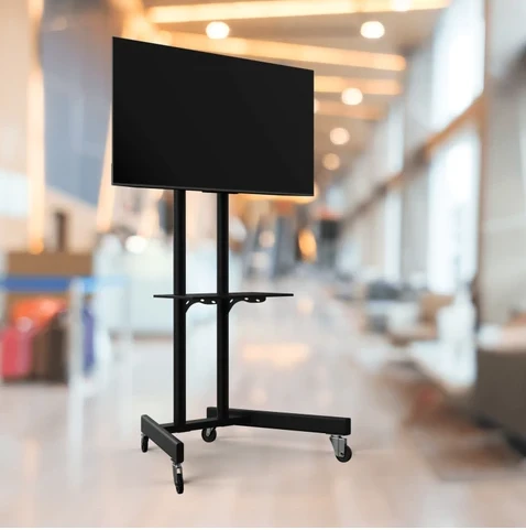 ALPİN TV/Fuar Standı Bilgisayar Askı Aparatlı Metal Ayaklı Tekerlekli TV Sehpası/Ünitesi 40 inç -75 inç