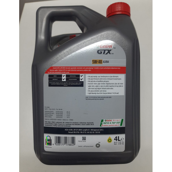 CASTROL GTX 5W-40 4 LİTRE MOTOR YAĞI - 2