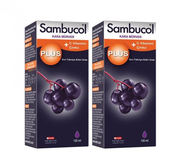 Sambucol Plus Kara Mürver Özütü C Vitamini Çinko 120 ml 2 Adet