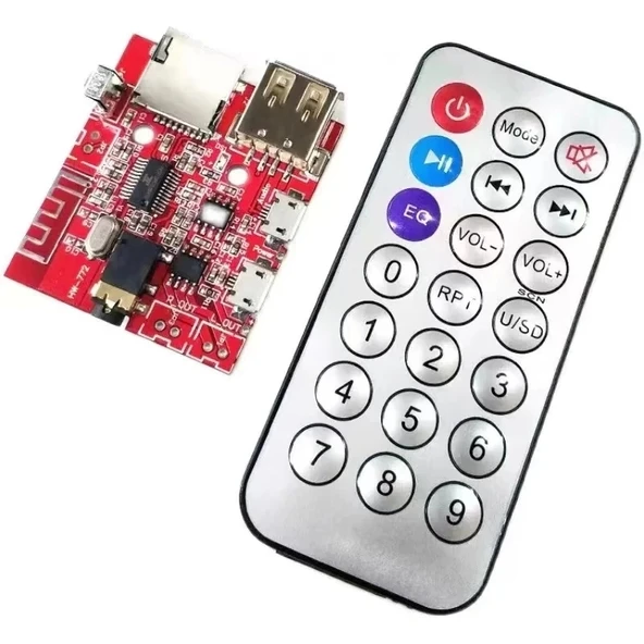 Bluetooth 4.1 Amplikatör Ses Müzik MP3 Modülü-IR Uzaktan Kumandalı