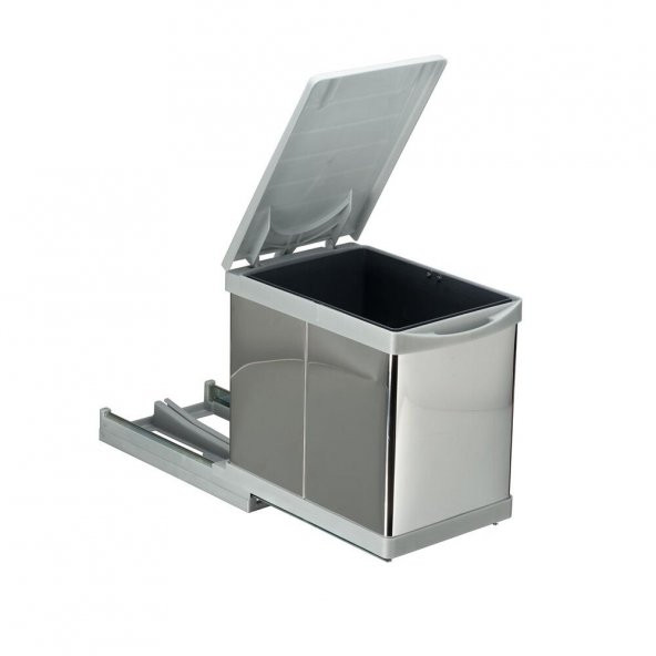 RAYLI ÇÖP KOVASI OTOMATİK 16 LT METALİK GRİ - 2