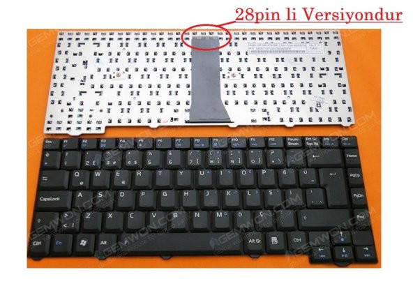 Asus F3U F3J F3Ja F3Jc F3Jm F3Jp Notebook Klavyesi - TR - 28 Pin