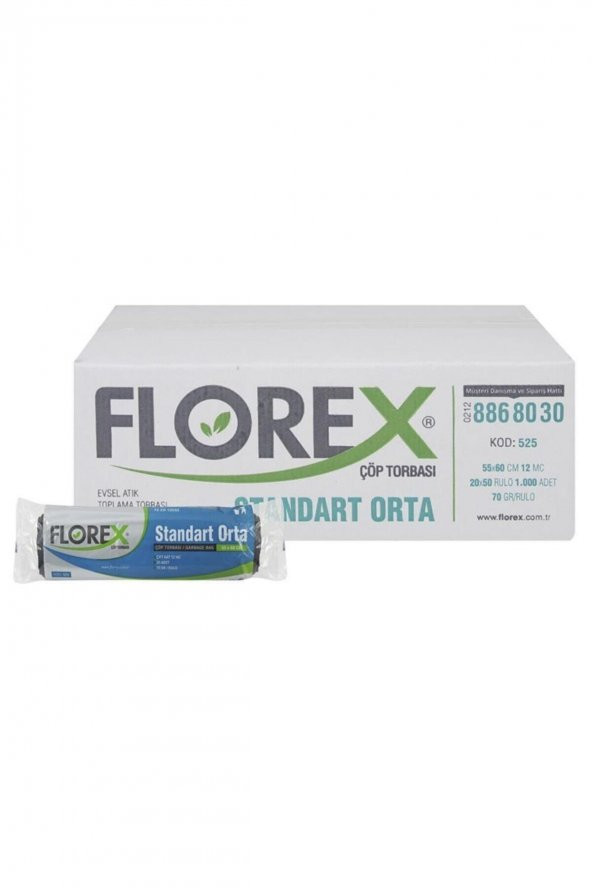 Florex  Çöp Poşeti Orta Boy 55x60 20 Li 50rulo toplam 1000 adet