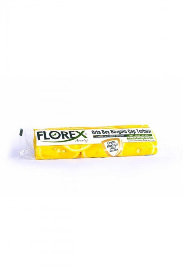 Florex  Sarı Limon Kokulu Büzgülü Orta Boy Çöp Torbası 1 Koli 250 Adet 55 X 60 Cm ( )