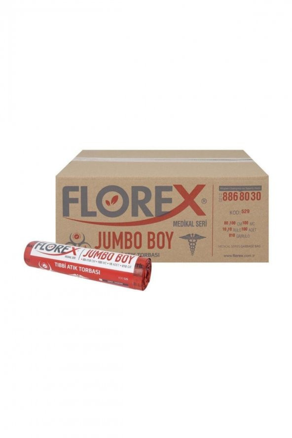 Florex Tıbbi Atık Jumbo 80x110 Çöp Poşeti/torbası-10 Rulo 1 Koli