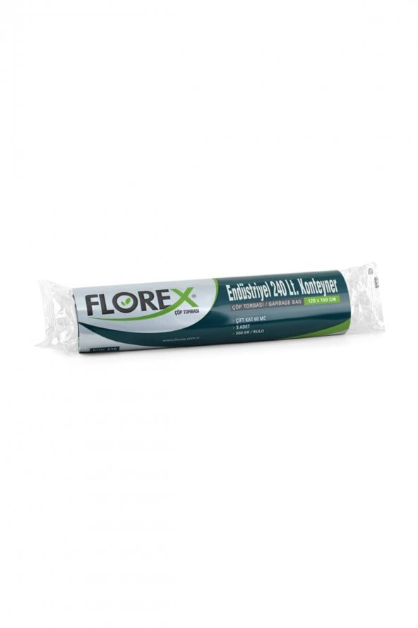 Florex  Endüstriyel 240 Lt Konteyner Çöp Poşeti 500 Gr (20 Rulo / 100 Adet)