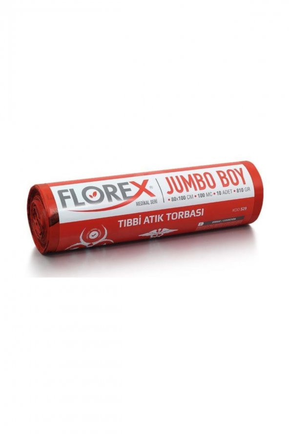 Florex  Tıbbi Atık Jumbo 80x110 Çöp Poşeti/torbası-10 Rulo - 2