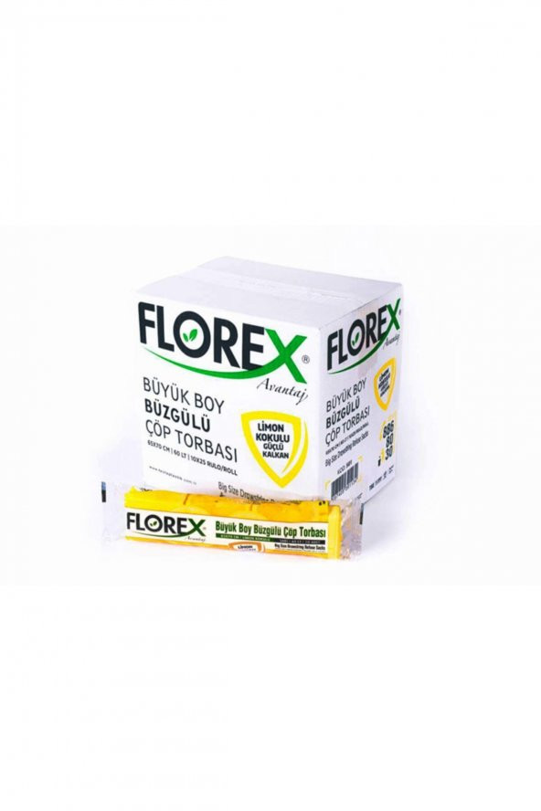 Florex  Limon Kokulu Büzgülü Büyük Boy Çöp Poşeti 130 Gr 1 Koli (250 Adet)