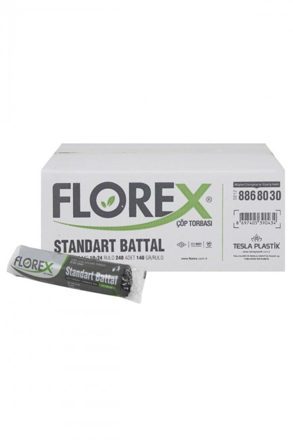 Florex  Standart Çöp Poşeti Battal Boy 72 X 95 Cm 10 Adet X 24 Rulo - Siyah