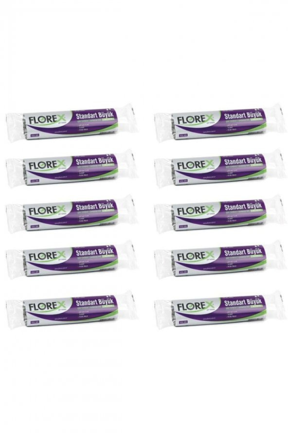 Florex Çöp Poşeti Büyük Boy Siyah, 65x80CM, 10 RULO