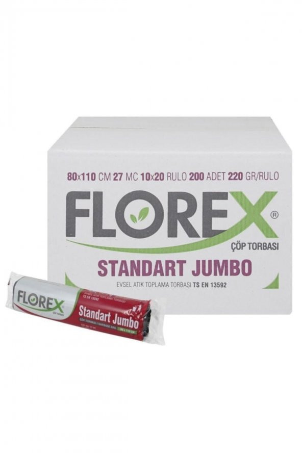 Florex  Standart Çöp Torbası Jumbo Boy 80x110 cm 20 Rulo