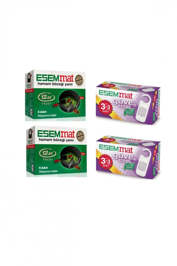 Esemmat Güve Kovucu 3 Askı 3 Çekmece 6 Ay Boyunca Etkili X2 Adet Hamam Böceği Yemi 4 Adet X2 Adet