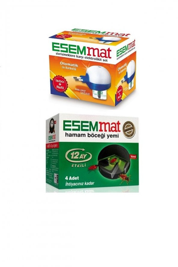 Esemmat 45 Gece Isı Kontrollü Elektrolikit Set Cihaz + Böcek Yemi 4 Adet