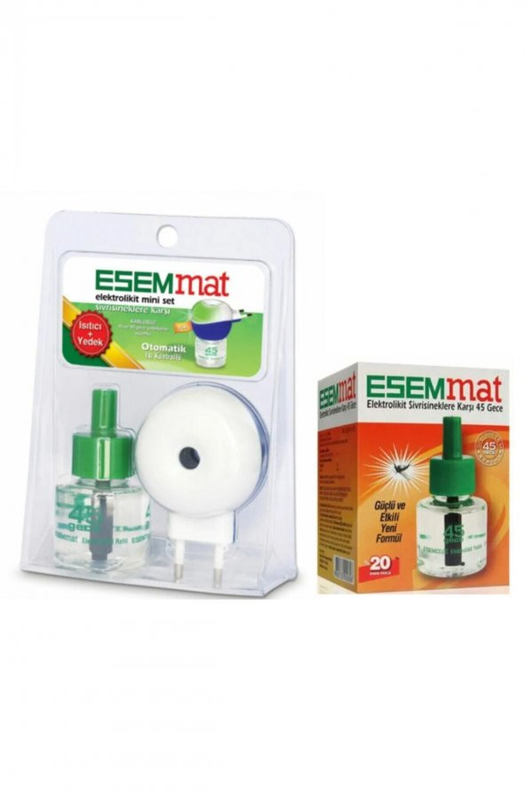 Esemmat  Kablosuz Otomatik Isı Kontrollü Mini Set 45 Gece + Elektrolikit 45 Gece Yedek