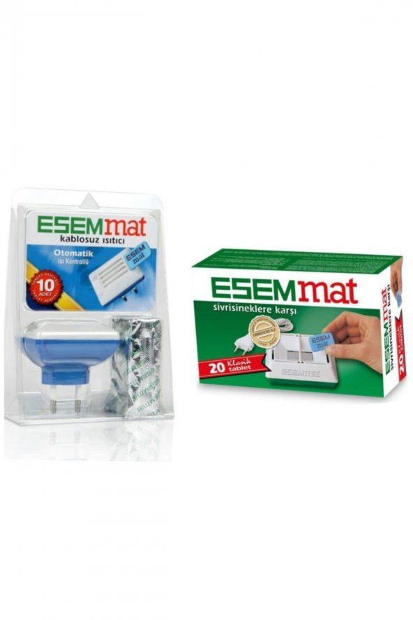 Esemmat Kablosuz Isıtıcı Sinek Kovucu Cihaz 10 Yedek Tablet + 20 Adet Tablet 1 Kutu
