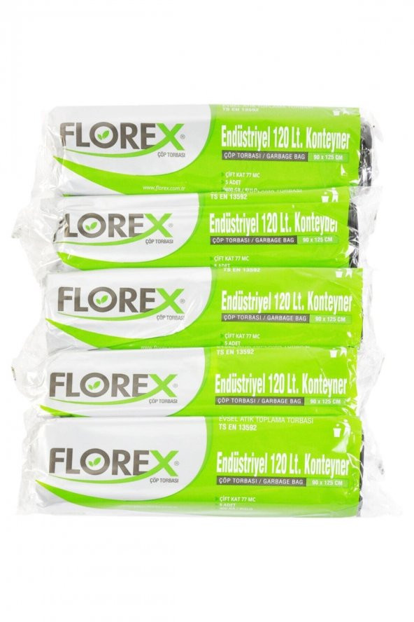 Florex  120 Lt Endüstriyel Konteyner Çöp Torbası Çöp Poşeti 90x125 Cm 1 Koli 20 Rulo 100 Adet - 2
