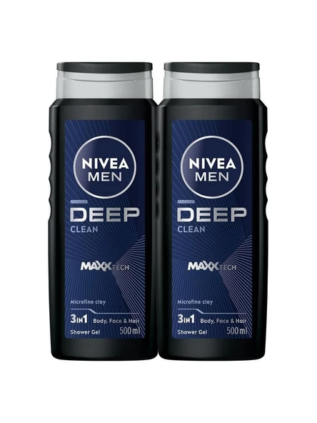 Nivea  Men Active Clean Erkek Duş Jeli 500 Ml X2 Avantajlı Paket