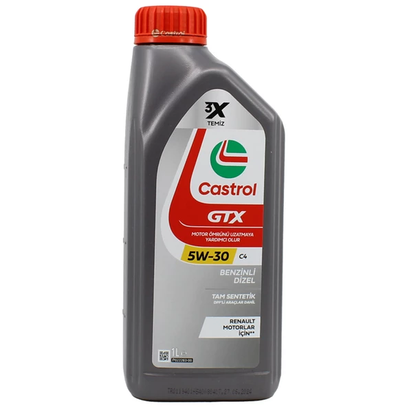 Castrol Gtx C4 5W-30 1 Lt Partiküllü Motor Yağı