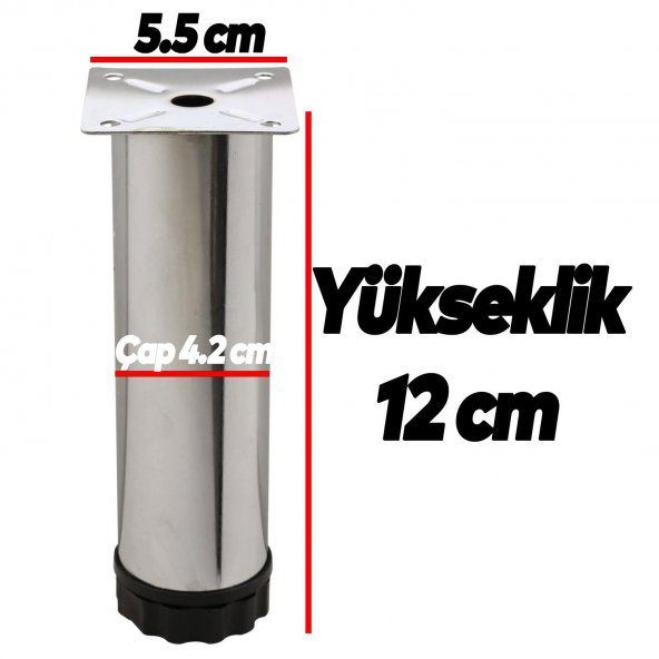 Mobilya Kanepe Baza Koltuk Metal Destek Ayağı Ayarlanabilir Krom Ayak 12 cm - 4