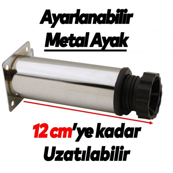 Mobilya Kanepe Baza Koltuk Metal Destek Ayağı Ayarlanabilir Krom Ayak 10 cm - 3