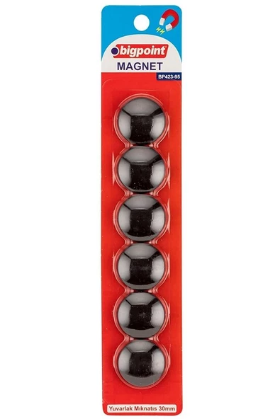 Magnet 30mm (mıknatıs) Siyah 6'lı Blister