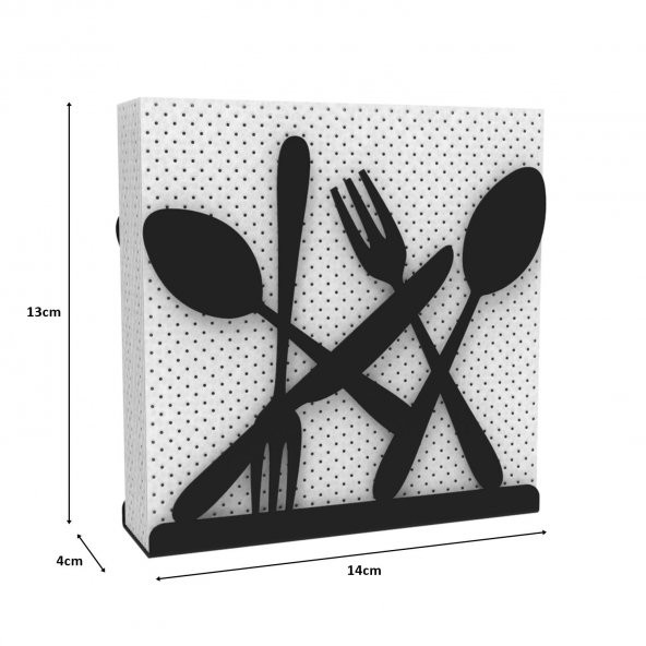 ÇATAL KAŞIK BIÇAK TEMALI PEÇETELİK SİYAH