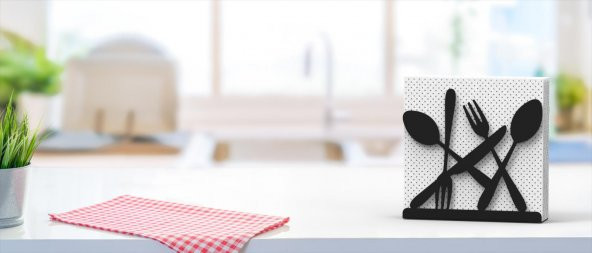 ÇATAL KAŞIK BIÇAK TEMALI PEÇETELİK SİYAH - 8