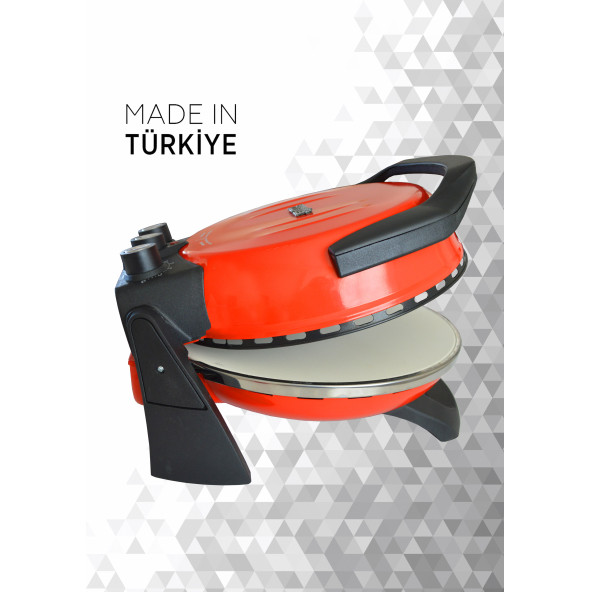 Kırmızı Erato Taşfırınım Doğal Taş Tabanlı Pizza Makinesi Taş Fırın Seti Hediyeli - 3