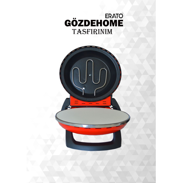Kırmızı Erato Taşfırınım Doğal Taş Tabanlı Pizza Makinesi Taş Fırın Seti Hediyeli - 4