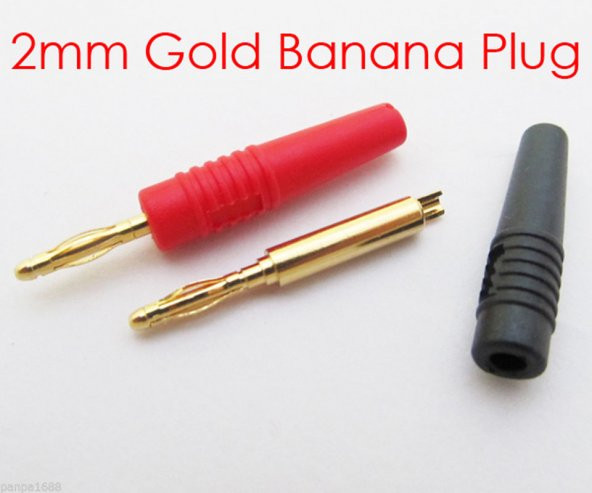 Banana Jack 2 mm Gold Kırmızı+Siyah