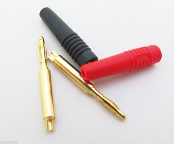 Banana Jack 2 mm Gold Kırmızı+Siyah - 3