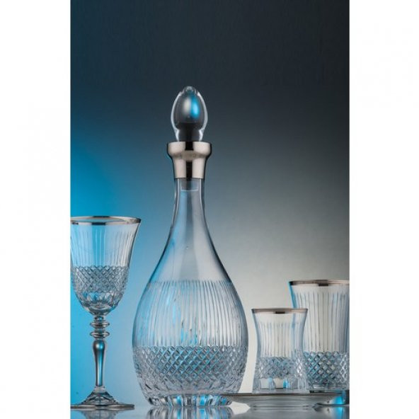 Kcd Antik Platin 31 Parça Cam Sofra Sunum Çeyiz Seti Su Bardak Takımı Kesme El Dekor ürün görseli 1