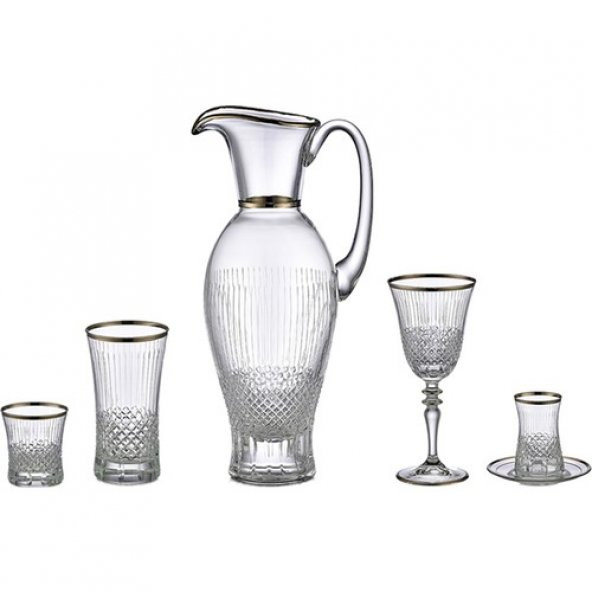 Kcd Cam Dekor Di̇zayn Antik Platin 61 Parça Su Takımı ürün görseli