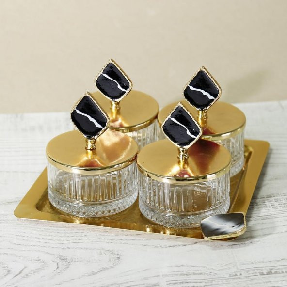 Selim Dekor Aris 4 lü Şekerlik Siyah ürün görseli