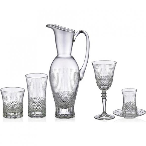 Kcd Antik Sade 31 Parça Cam Sofra Sunum Çeyiz Seti Su Bardak Takımı Kesme El Dekor - Resim 2