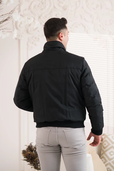 SİR DİK YAKA BELİ LASTİKLİ ASTARLI FERMUARLI ERKEK KAPİTONE SPOR MONT - 12