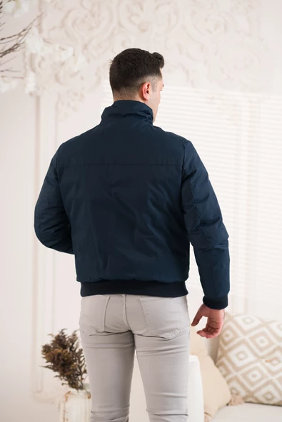 SİR DİK YAKA BELİ LASTİKLİ ASTARLI FERMUARLI ERKEK KAPİTONE SPOR MONT - 6