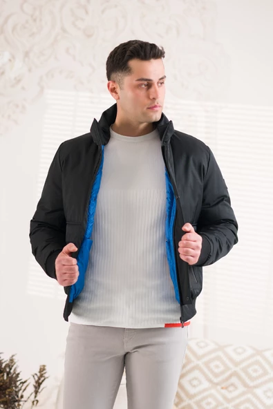 SİR DİK YAKA BELİ LASTİKLİ ASTARLI FERMUARLI ERKEK KAPİTONE SPOR MONT - 10