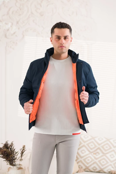 SİR DİK YAKA BELİ LASTİKLİ ASTARLI FERMUARLI ERKEK KAPİTONE SPOR MONT - 4