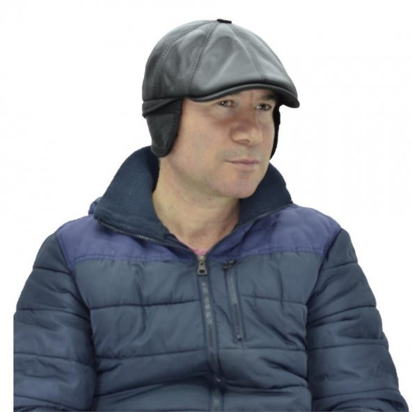 Peaky Blinders İngiliz Model Pilot Deri Kasket Siyah