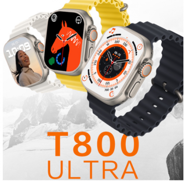 T800 Ultra Smartwatch Kablosuz Şarj IP67 Su Geçirmez  Özelliği 1.99 HD Ekran Siyah Renk Akıllı Saat - Resim 4